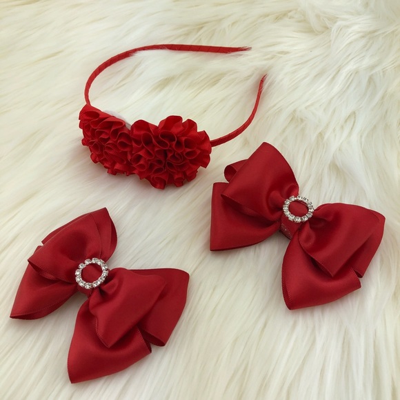 Other - Flower Headband with two ribbon clips handmade Other - Flower Headband with two ribbon clips handmade